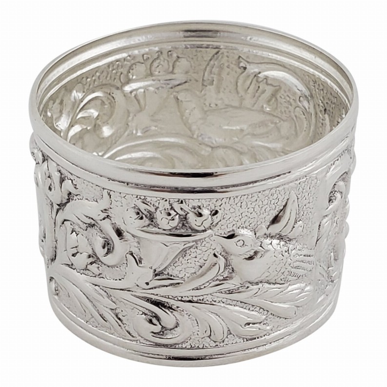 Napkin Ring Bird & Mask Design English  Silver Plate