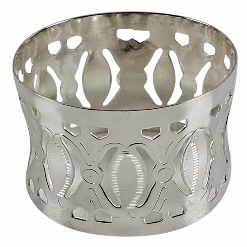 Napkin Ring Cameo Pierced Design English Silver Plate