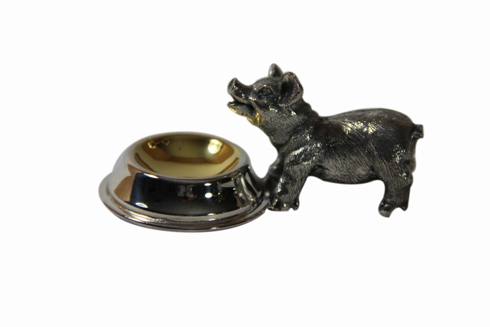 Pig Salt with Spoon English Silver Plate