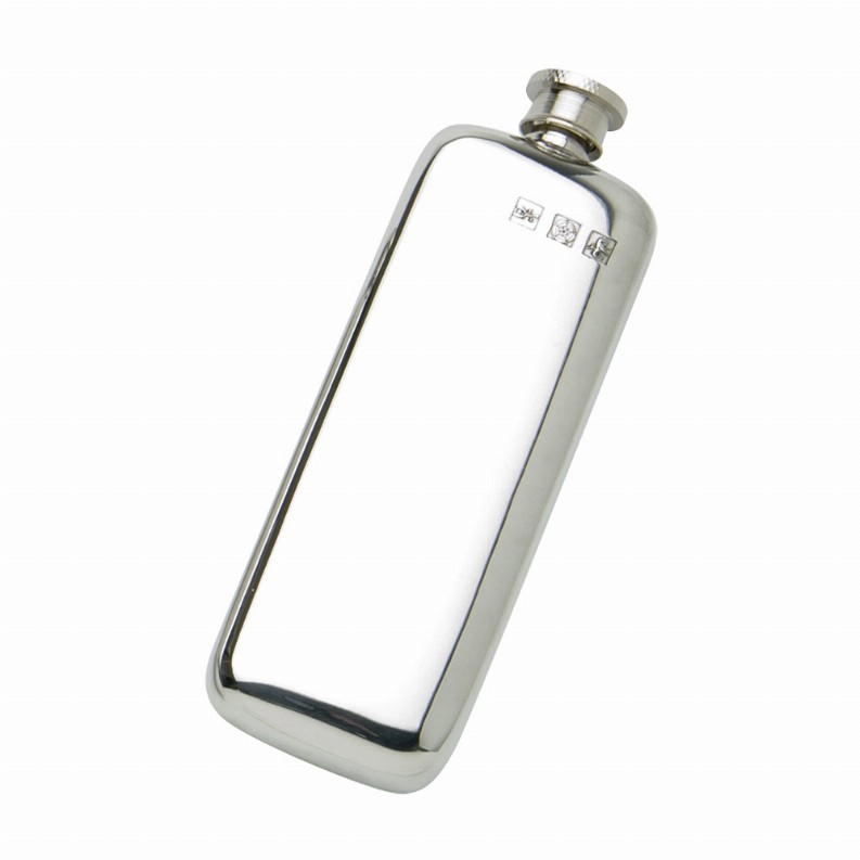 Plain Boot English Pewter Flask with Marks