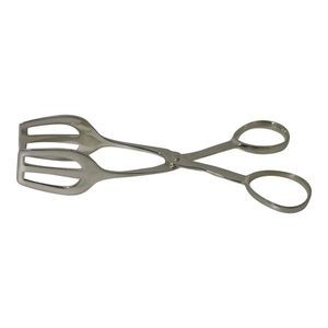 Sandwich Tongs, Scissor style with flat edge, Silver Plate