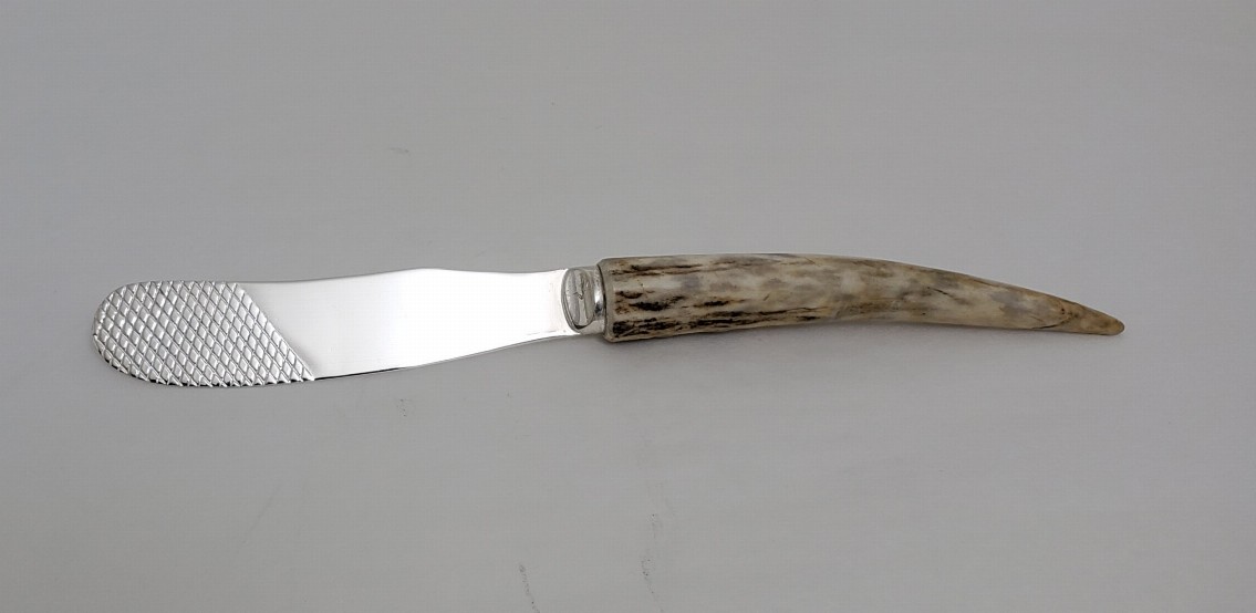 Stag Handle Spreading Knife English Silver Plate
