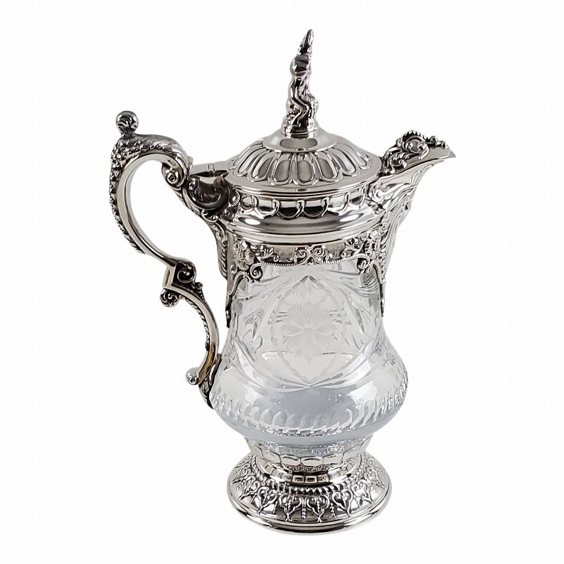 The Master Jug- Cut Crystal Silver Plate 13.5"h