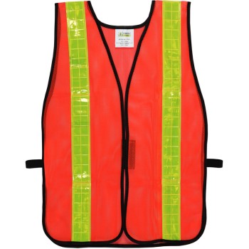 Non-Rated Vest, Orange, 2-Inch Yellow Prismatic Tape, Hook & Loop Closure