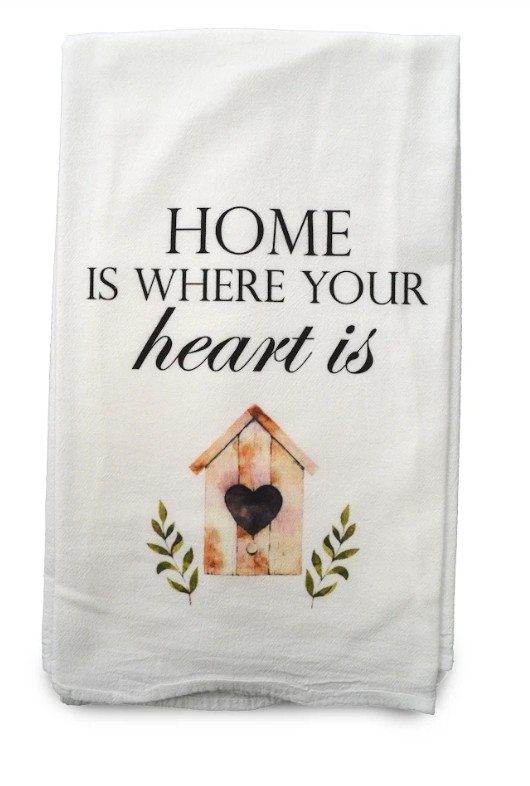 Designer Home is Where Your Heart Is Printed Flour Sack Tea Towel (2-pack)