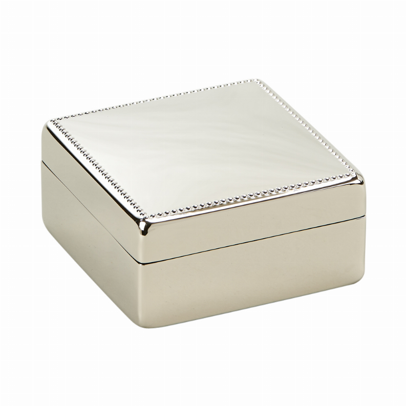 Beaded Square Box, Nickel Plated 3.25"