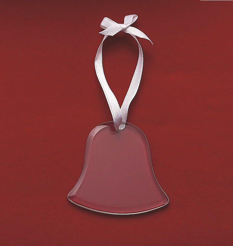 Bell Shaped Glass Ornament with White Ribb