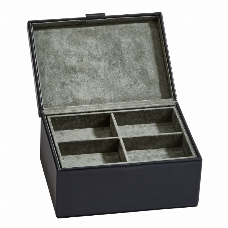 Black Leather Box with Lift Out Tray 7 X 5