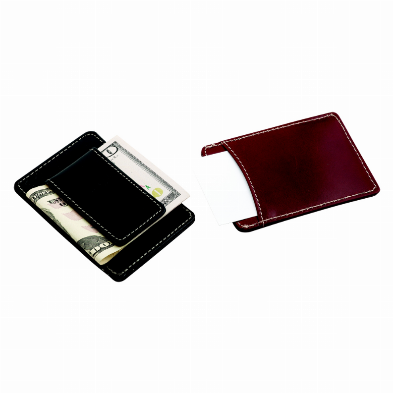 Brown Card Holder/Money Clip, 3.75" X 2"