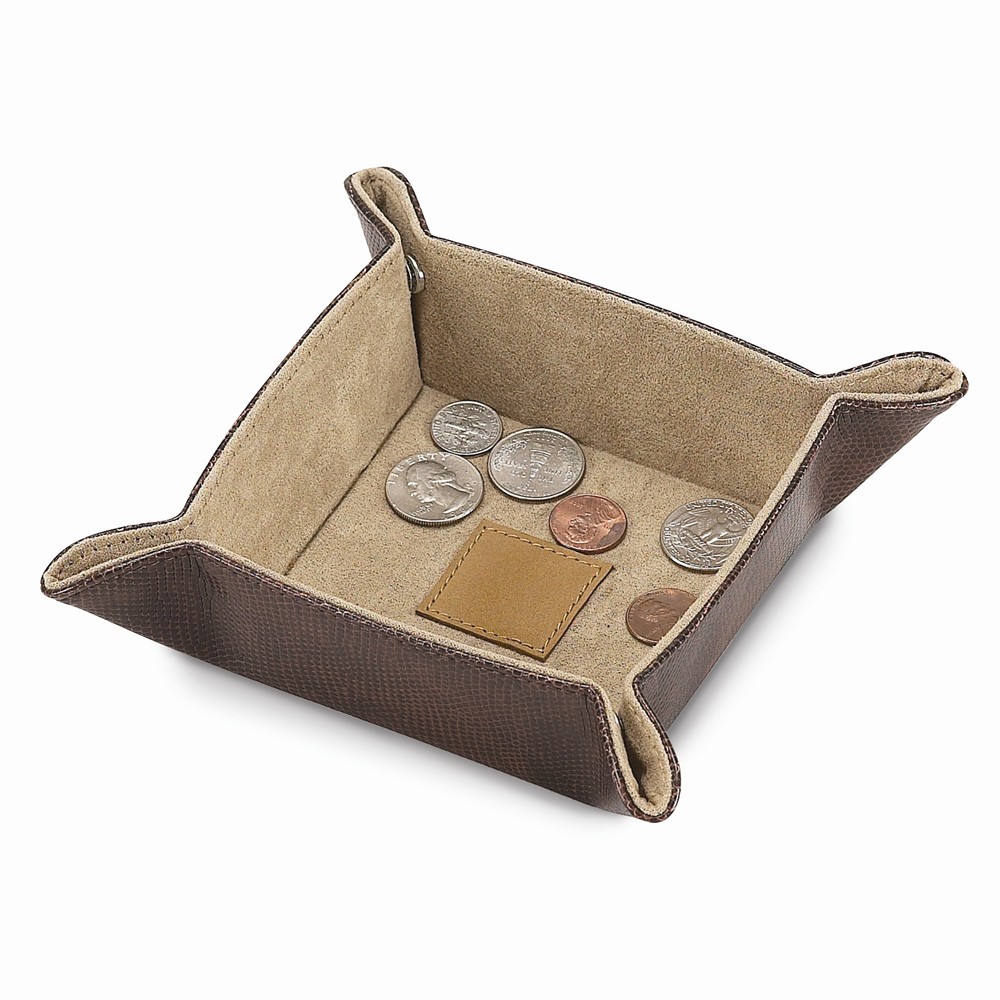 Brown Snap Tray, 4.5" Square with Leather Center