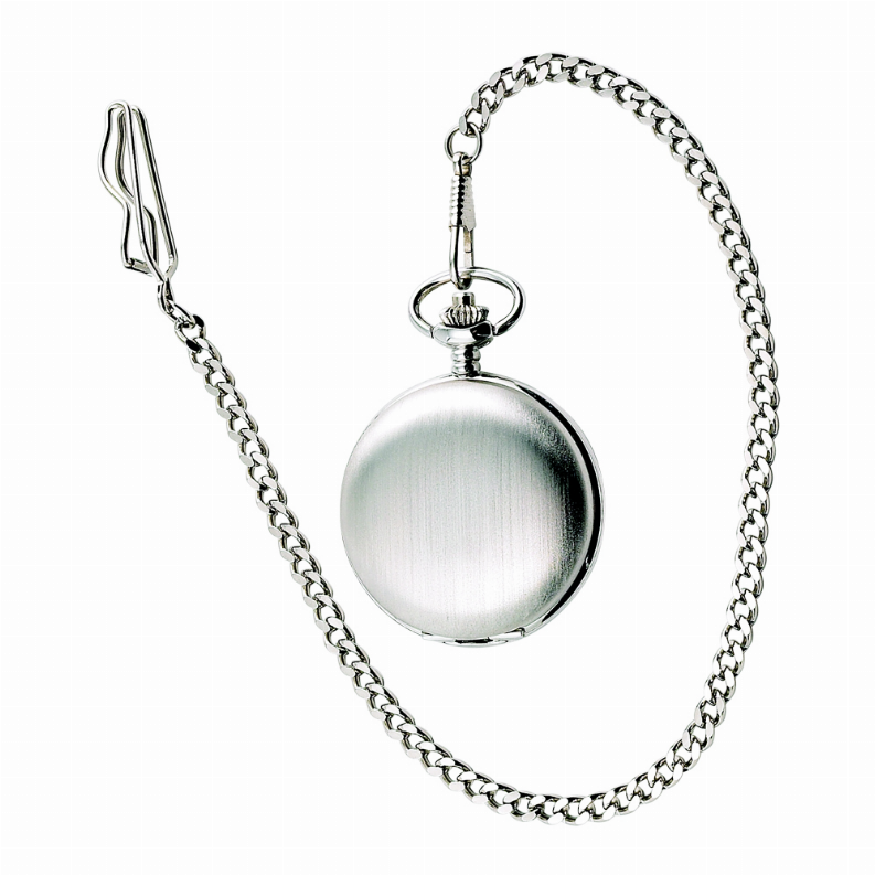Brushed Finish Pocket Watch with Chain