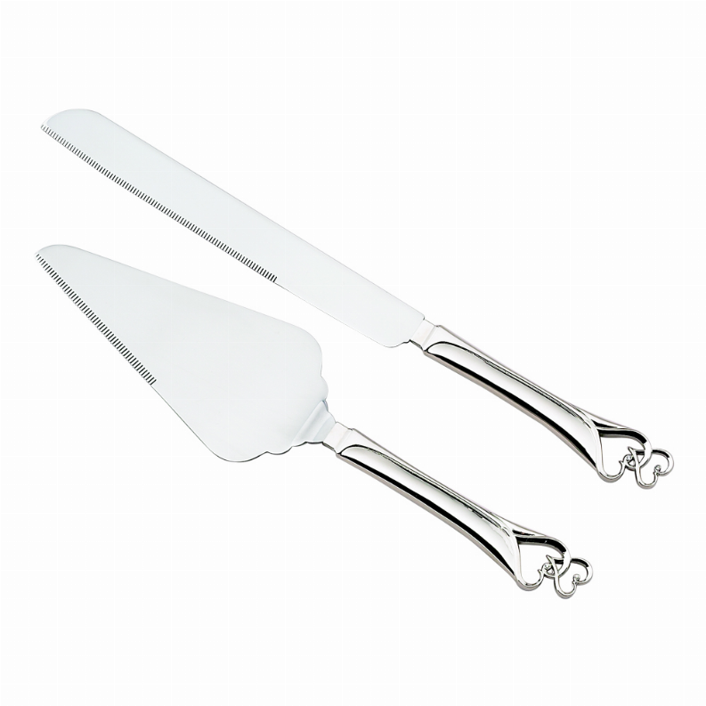Cake Knife/Server Set with Double Hearts
