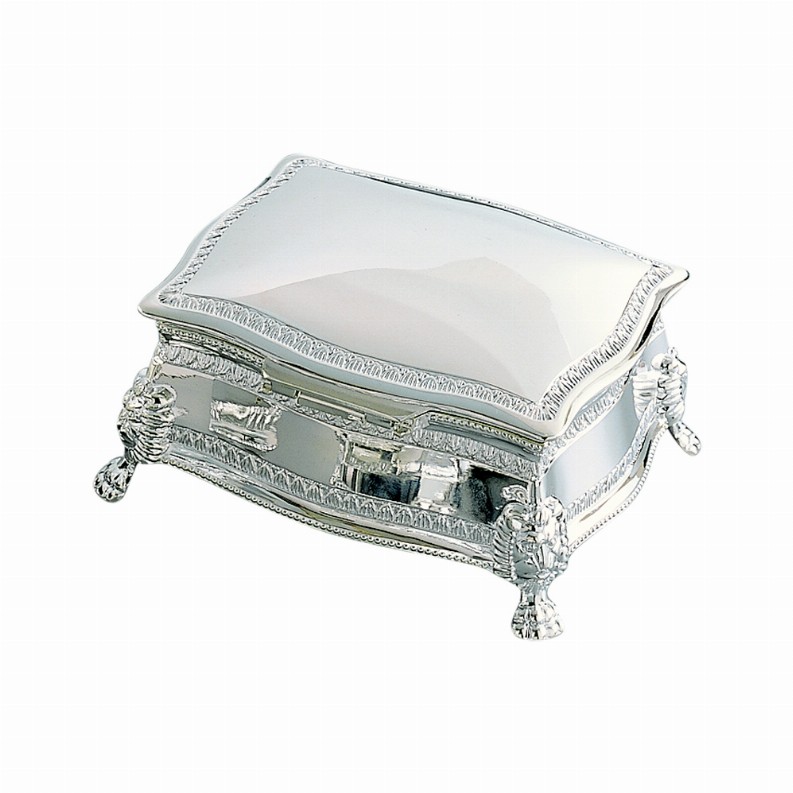 Figaro Rectangular Jewelry Box, Nickel Plated 6"