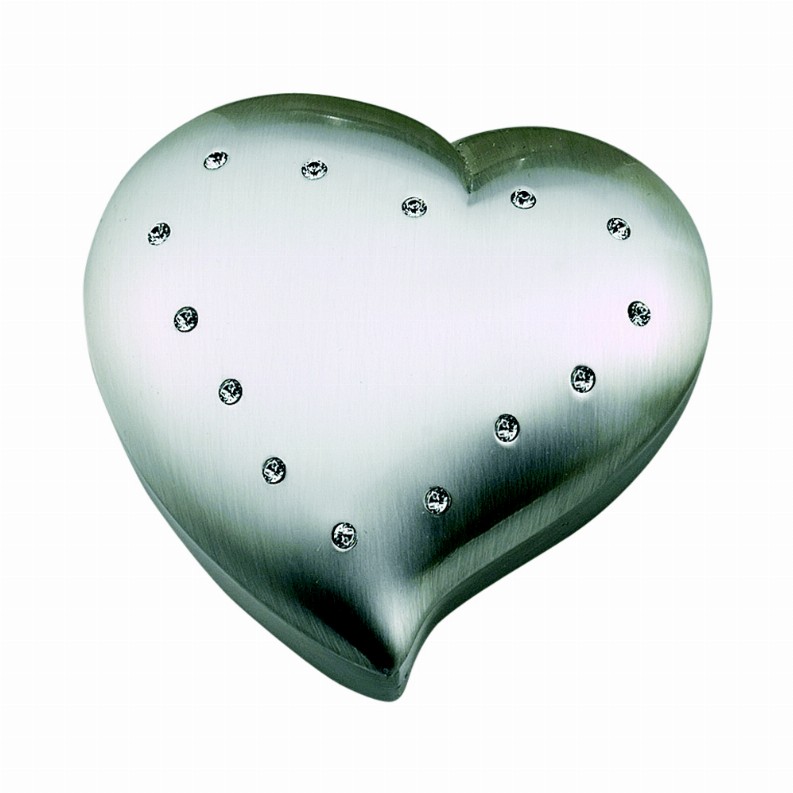 Free Form Heart Box with Crystal, Brushed 2