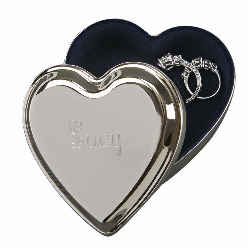 Heart Box Lift Top, Nickel Plated 3.5"