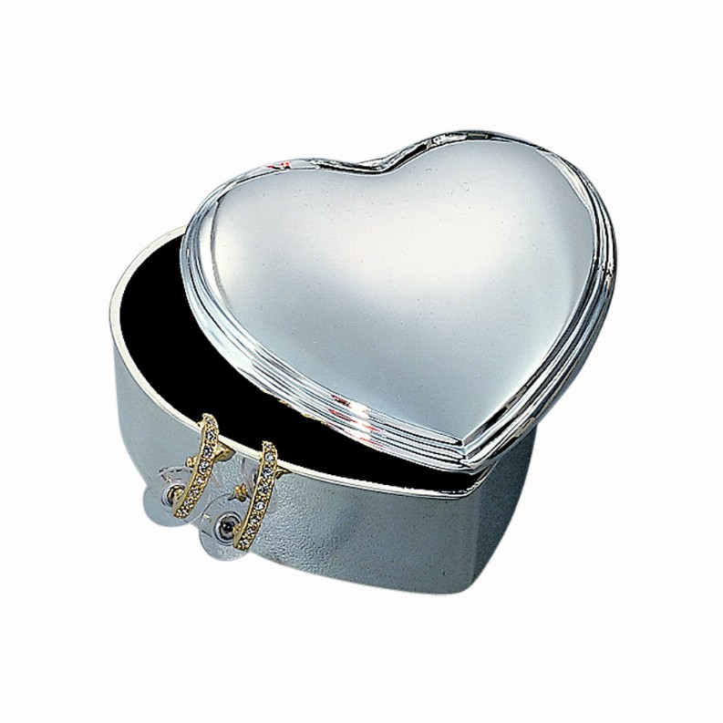 Heart Jewelry Box, Nickel Plated 3" X 3"