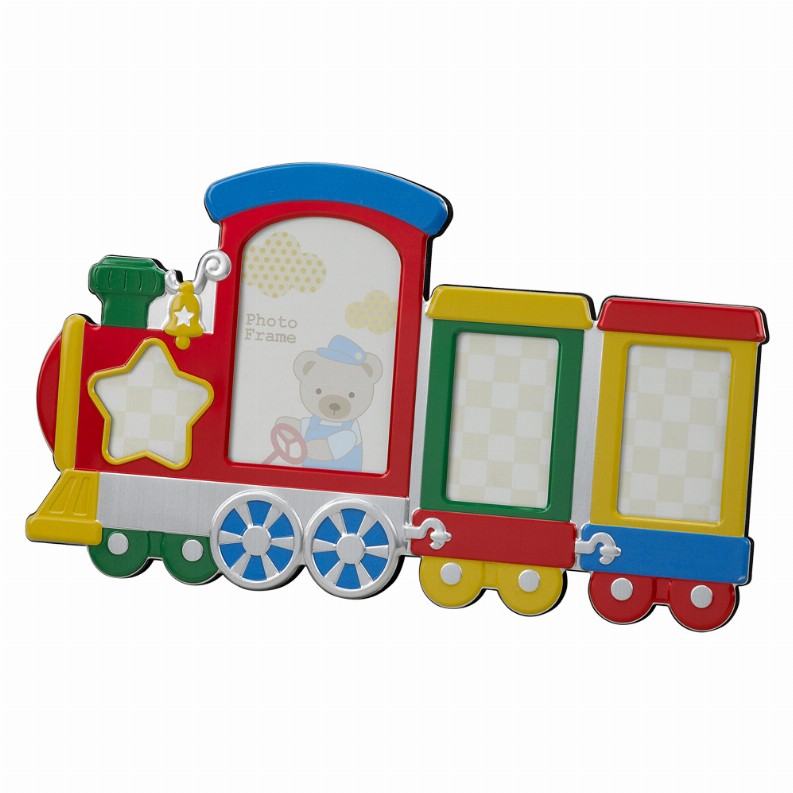 Multi Color Train Photo Frame Holds 4