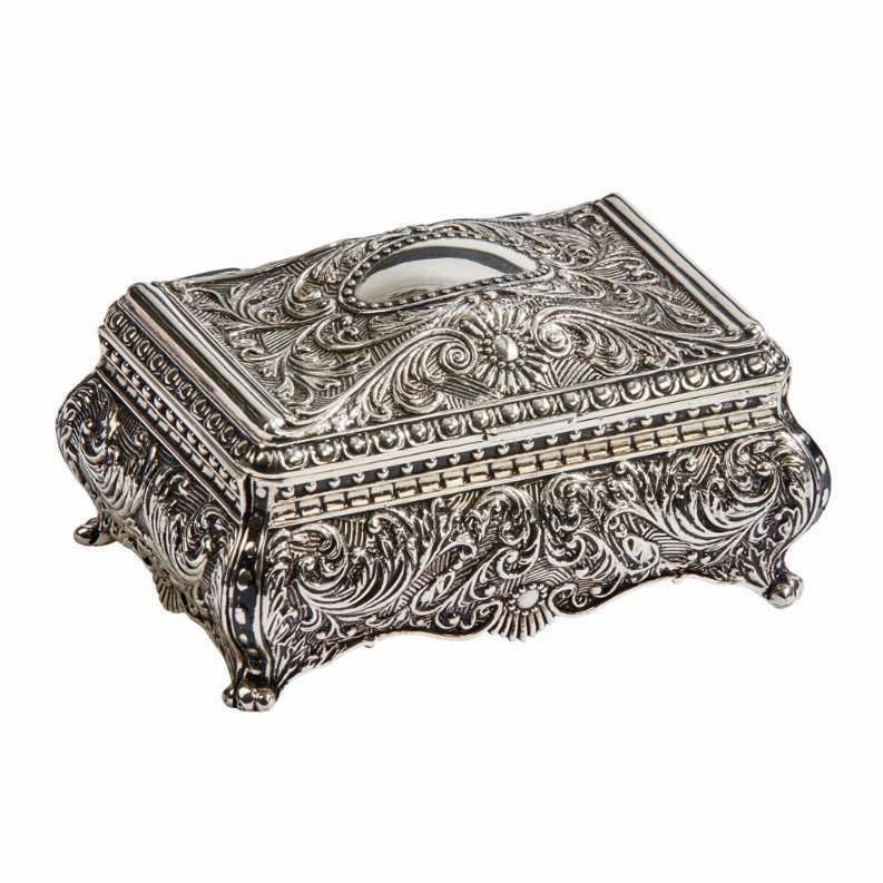 Ornate Rectangular Box, Silver Plated 1.875" X 2.25