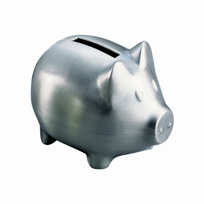 Pig Bank, Small, Pewter Finish 3" L X 4" W