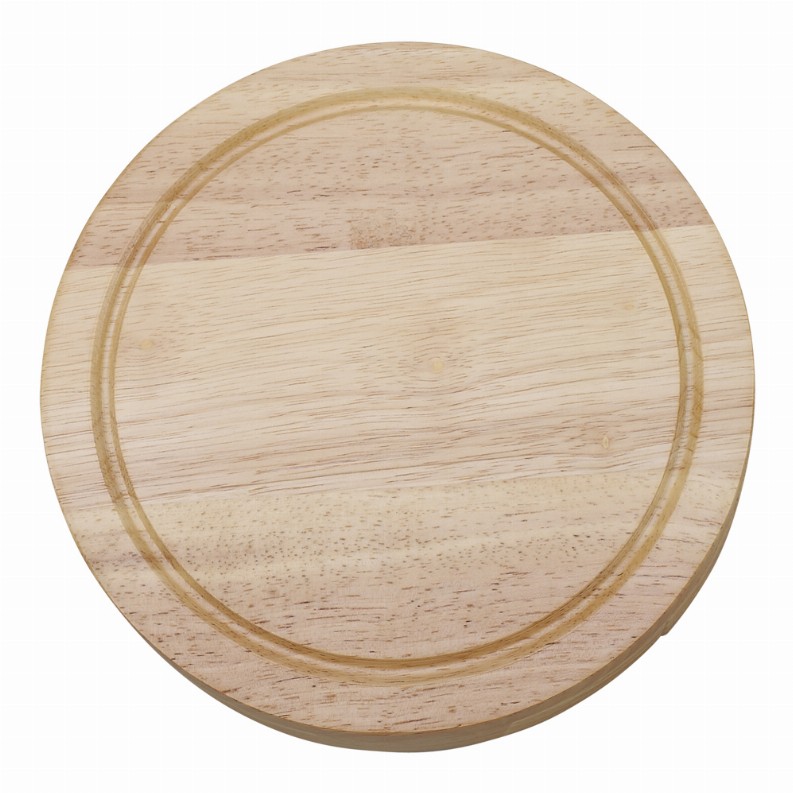 Round Wood Cheeseboard with 4 Stainless Steel Handle Utensil