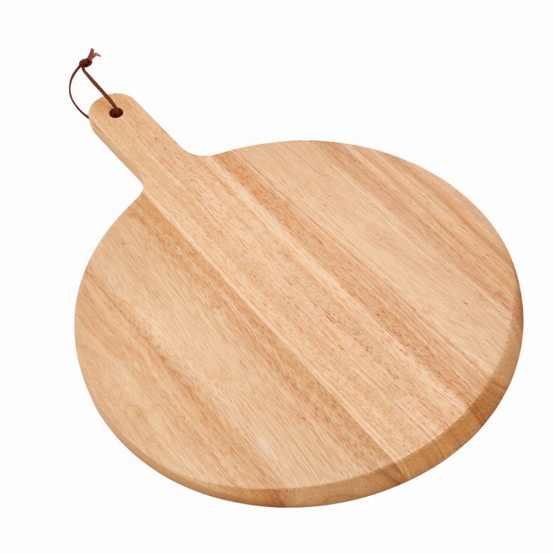 Rubberwood Pizza Board With Handle 13.5"