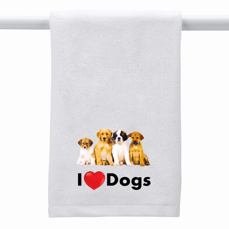 White Towel I Love (Heart) Dogs