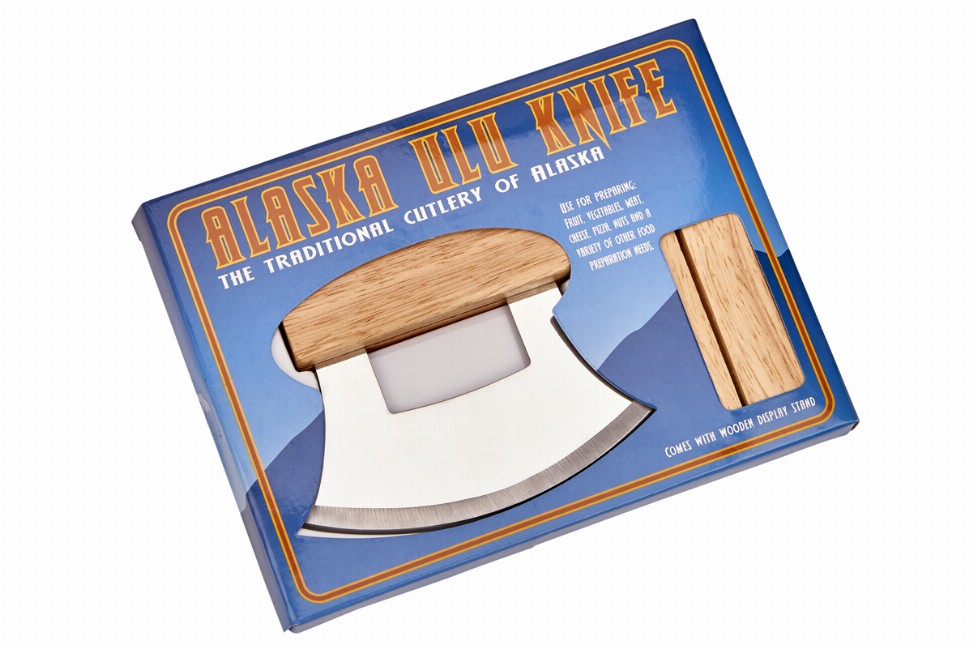 Ulu Knife with Wooden Stand