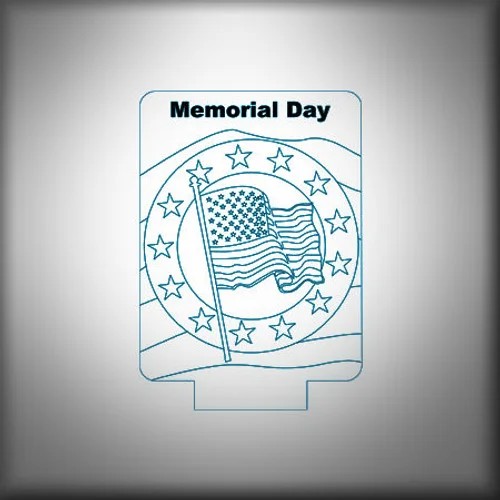 Memorial Day Flag - 3 1/2" Round Base