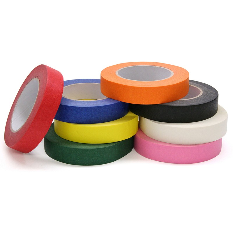 Creativity Street Masking Tape Assortment - 60 yd Length x 1" Width - 8 / Set - Assorted, Black, Blue, Green, Yellow, Orange, Wh
