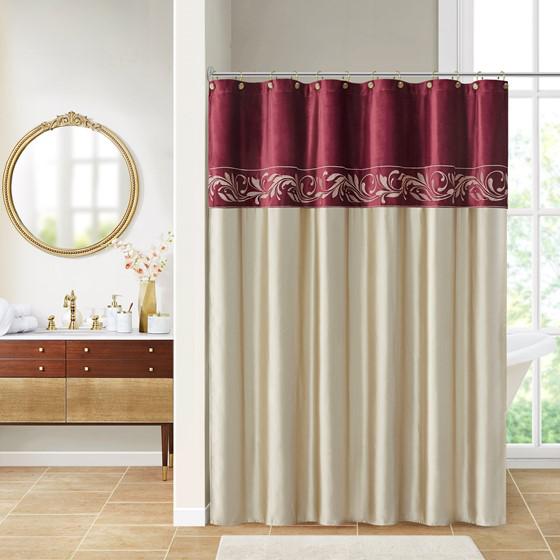 100% Polyester Shower Curtain Red/Champagne 72x72"