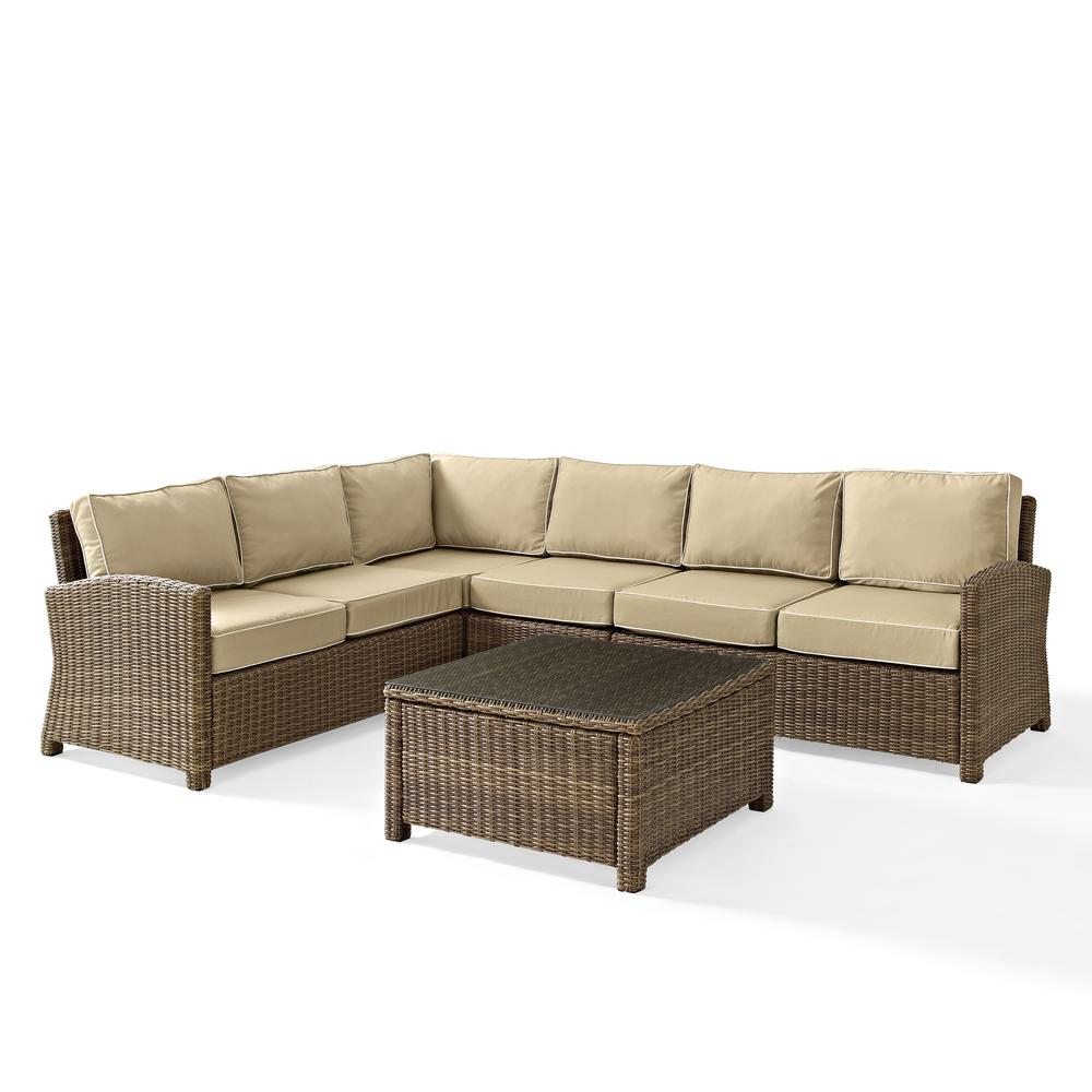 Bradenton 5Pc Outdoor Wicker Sectional Set Sand/Weathered Brown