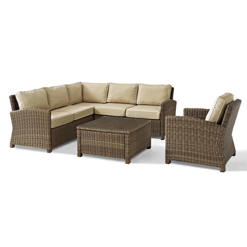 Bradenton 5Pc Outdoor Wicker Sectional Set Sand/Weathered Brown
