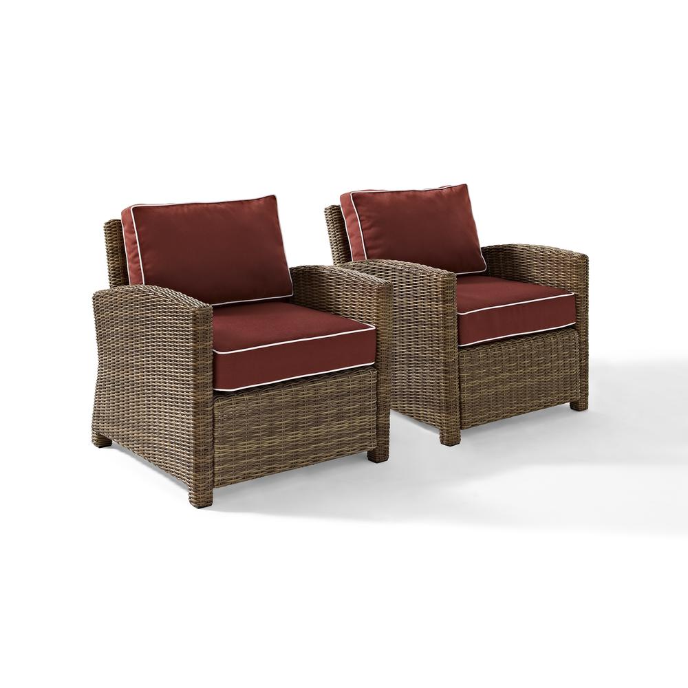 Bradenton 2Pc Outdoor Wicker Armchair Set Sangria/Weathered Brown - 2 Armchairs