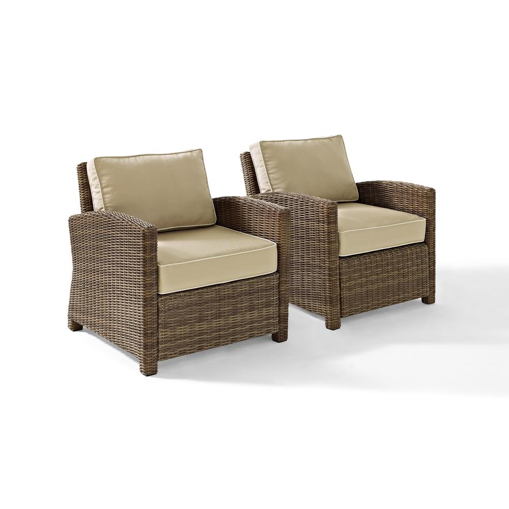 Bradenton 2Pc Outdoor Wicker Armchair Set Sand/Weathered Brown - 2 Armchairs