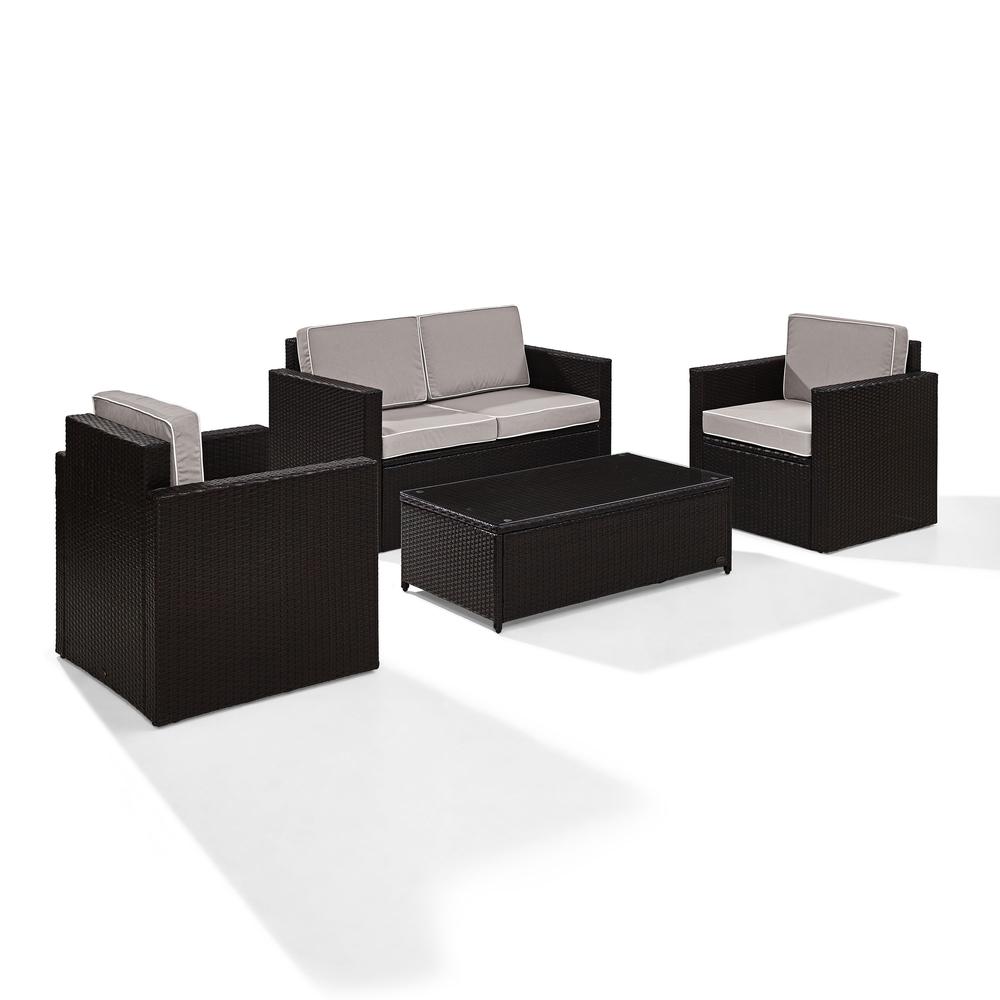 Palm Harbor 4Pc Outdoor Wicker Conversation Set Gray/Brown - Loveseat, Coffee Table, & 2 Chairs