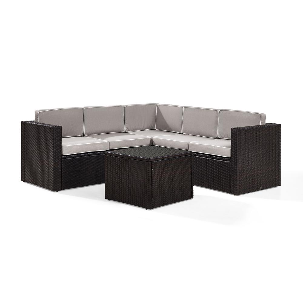 Palm Harbor 6Pc Outdoor Wicker Sectional Set Gray/Brown - Coffee Sectional Table, 3 Corner Chairs, & 2 Center Chairs