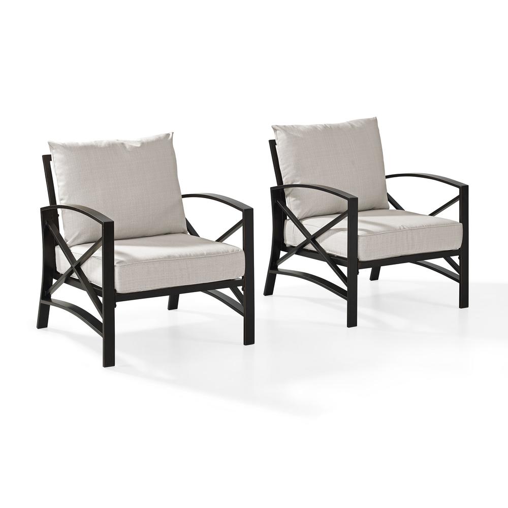 Kaplan 2Pc Outdoor Metal Armchair Set Oatmeal/Oil Rubbed Bronze - 2 Chairs