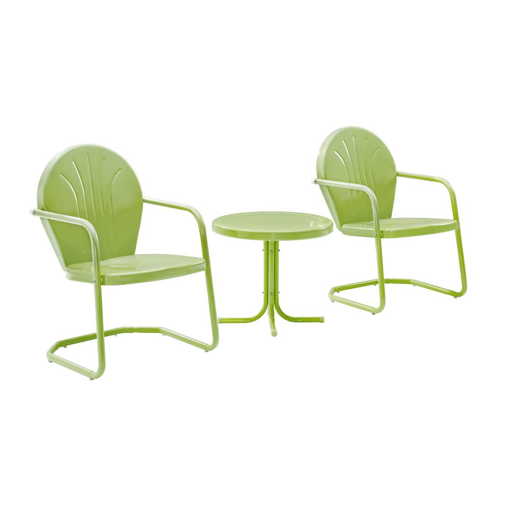 Griffith 3Pc Outdoor Metal Armchair Set Key Lime Gloss - Side Table & 2 Chairs