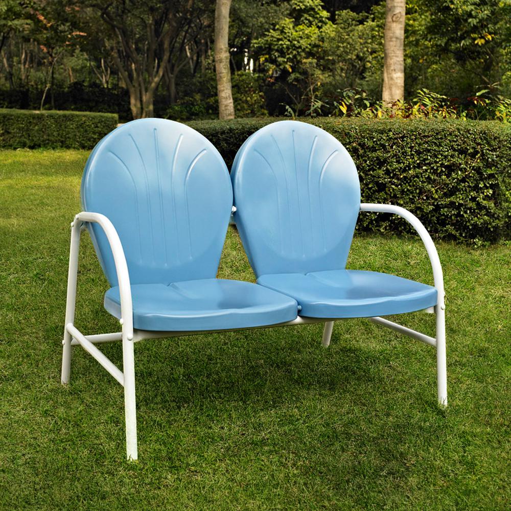 Griffith Outdoor Metal Loveseat Sky Blue Gloss