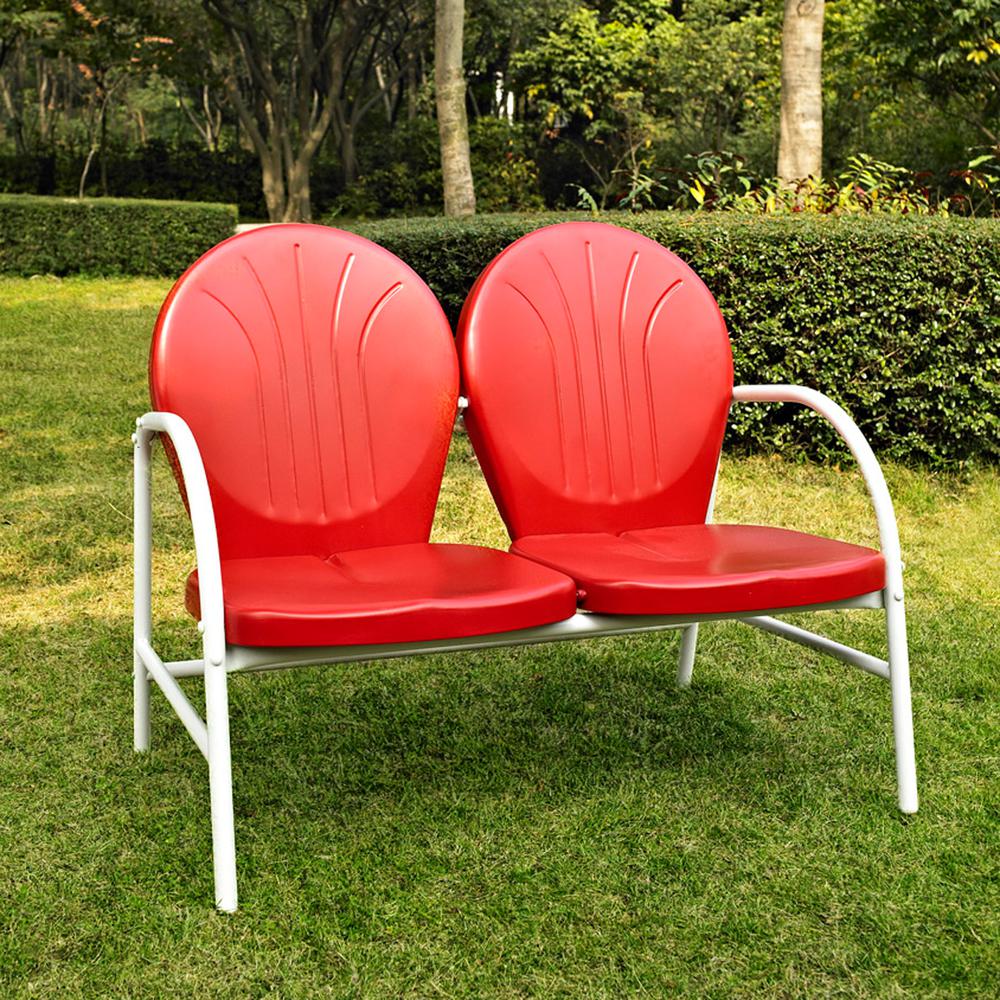Griffith Outdoor Metal Loveseat Bright Red Gloss