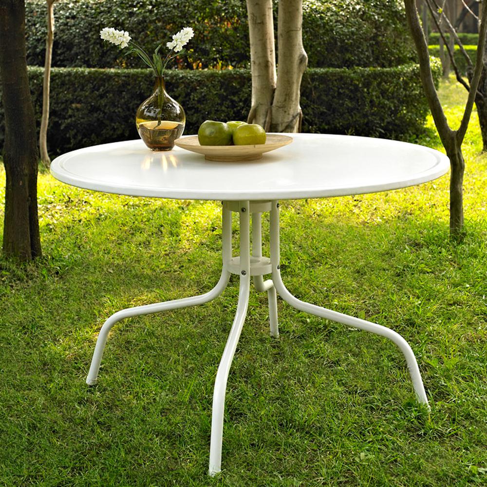 Griffith 39" Outdoor Metal Dining Table White Satin
