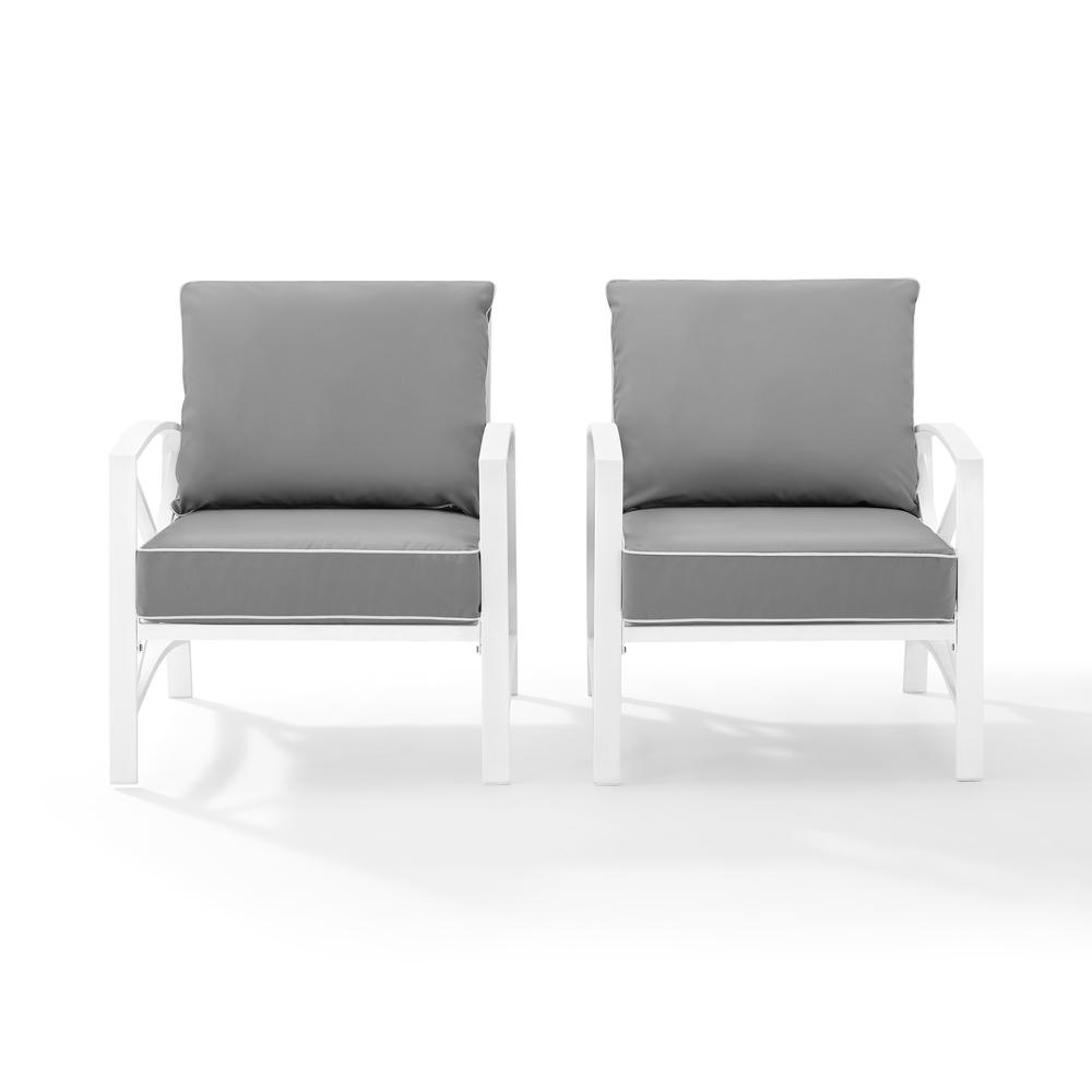 Kaplan 2Pc Outdoor Metal Armchair Set Gray/White - 2 Chairs