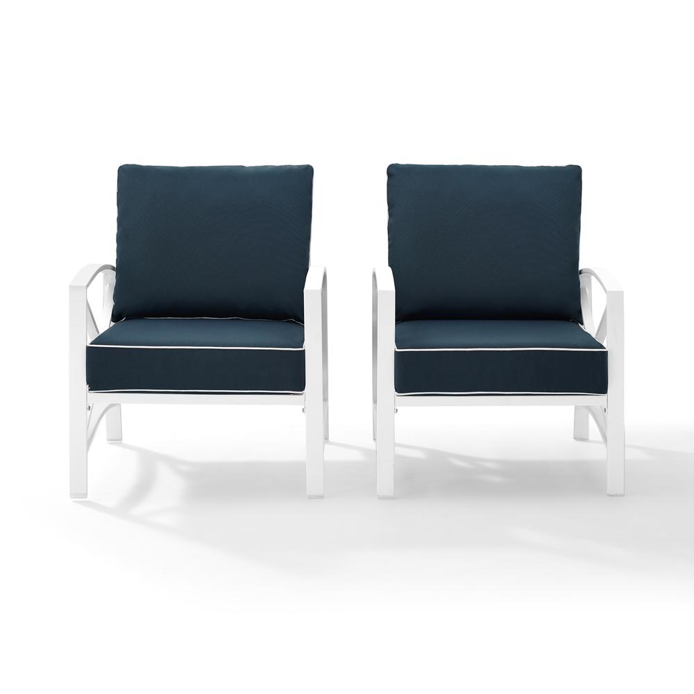 Kaplan 2Pc Outdoor Metal Armchair Set Navy/White - 2 Chairs