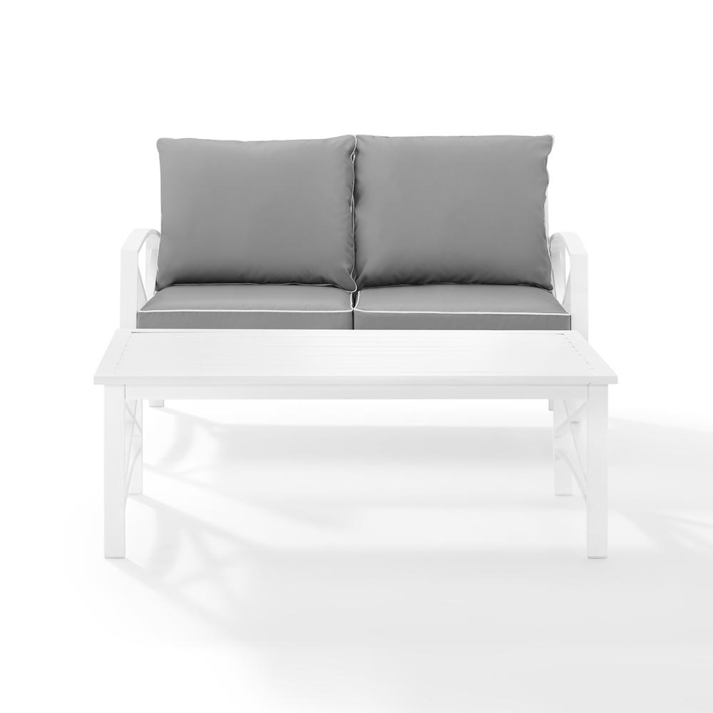 Kaplan 2Pc Outdoor Metal Conversation Set Gray/White - Loveseat & Coffee Table