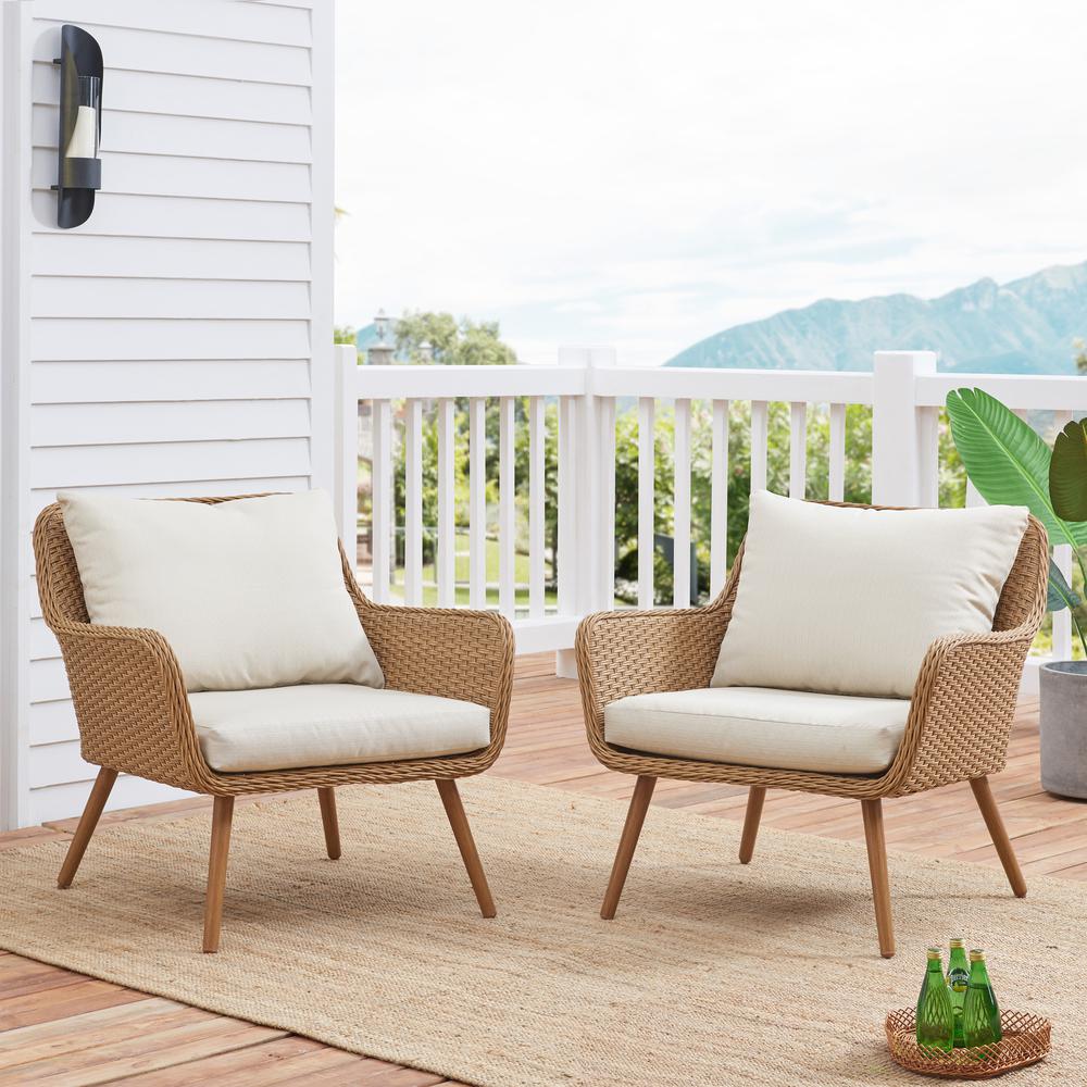 Landon 2Pc Outdoor Wicker Chair Set Light Brown - 2 Chairs