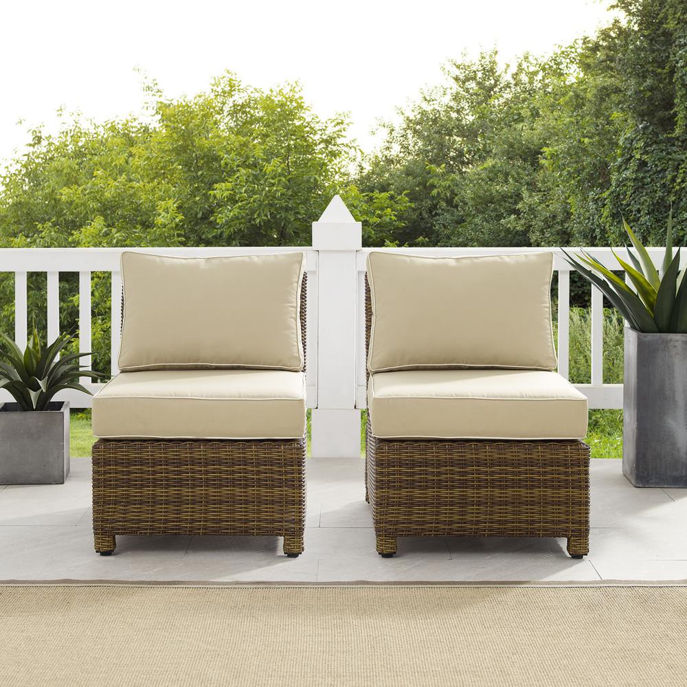 Bradenton 2Pc Outdoor Wicker Chair Set Sand/Weathered Brown - 2 Armless Chairs