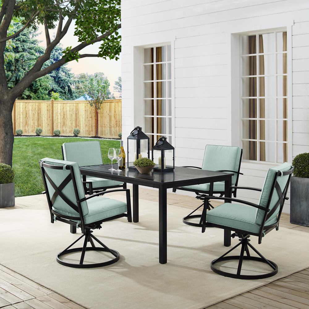 Kaplan 5Pc Outdoor Metal Dining Set Mist/Oil Rubbed Bronze - Table & 4 Swivel Chairs