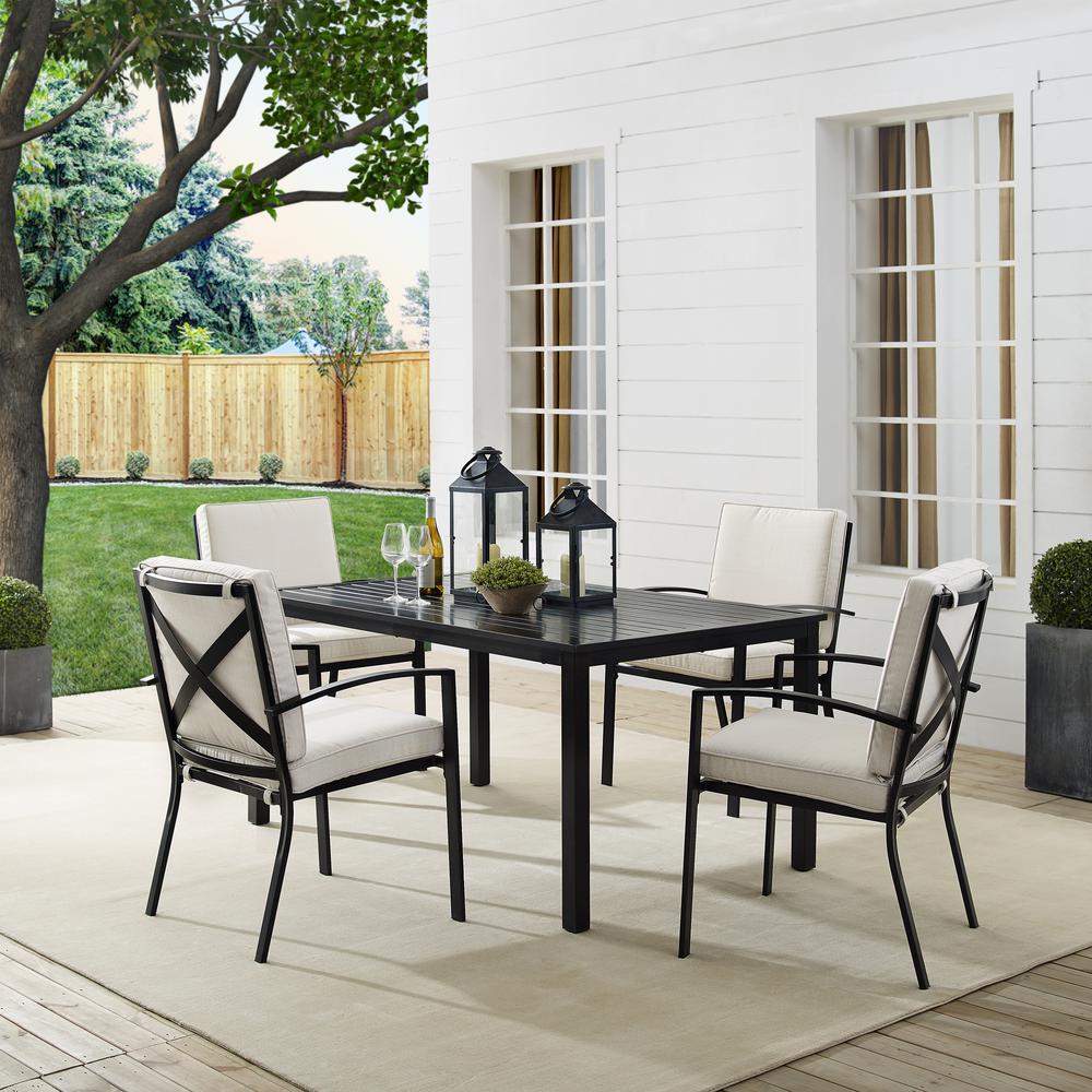 Kaplan 5Pc Outdoor Metal Dining Set Oatmeal/Oil Rubbed Bronze - Table & 4 Chairs