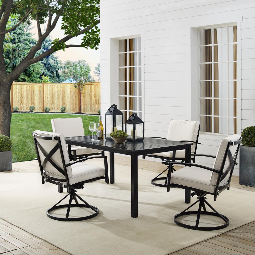Kaplan 5Pc Outdoor Metal Dining Set Oatmeal/Oil Rubbed Bronze - Table & 4 Swivel Chairs