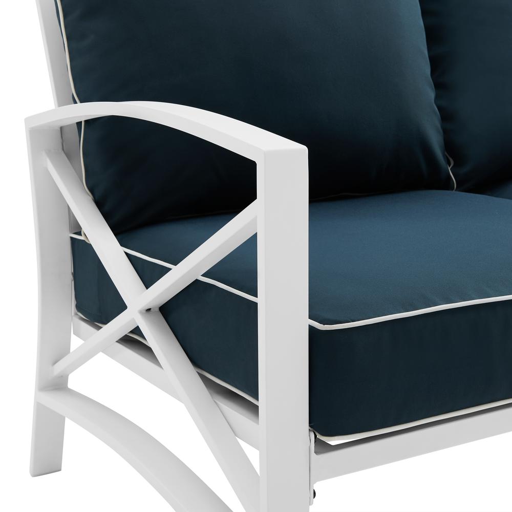 Kaplan 4Pc Outdoor Metal Sofa Set Navy/White - Sofa, Coffee Table, & 2 Arm Chairs